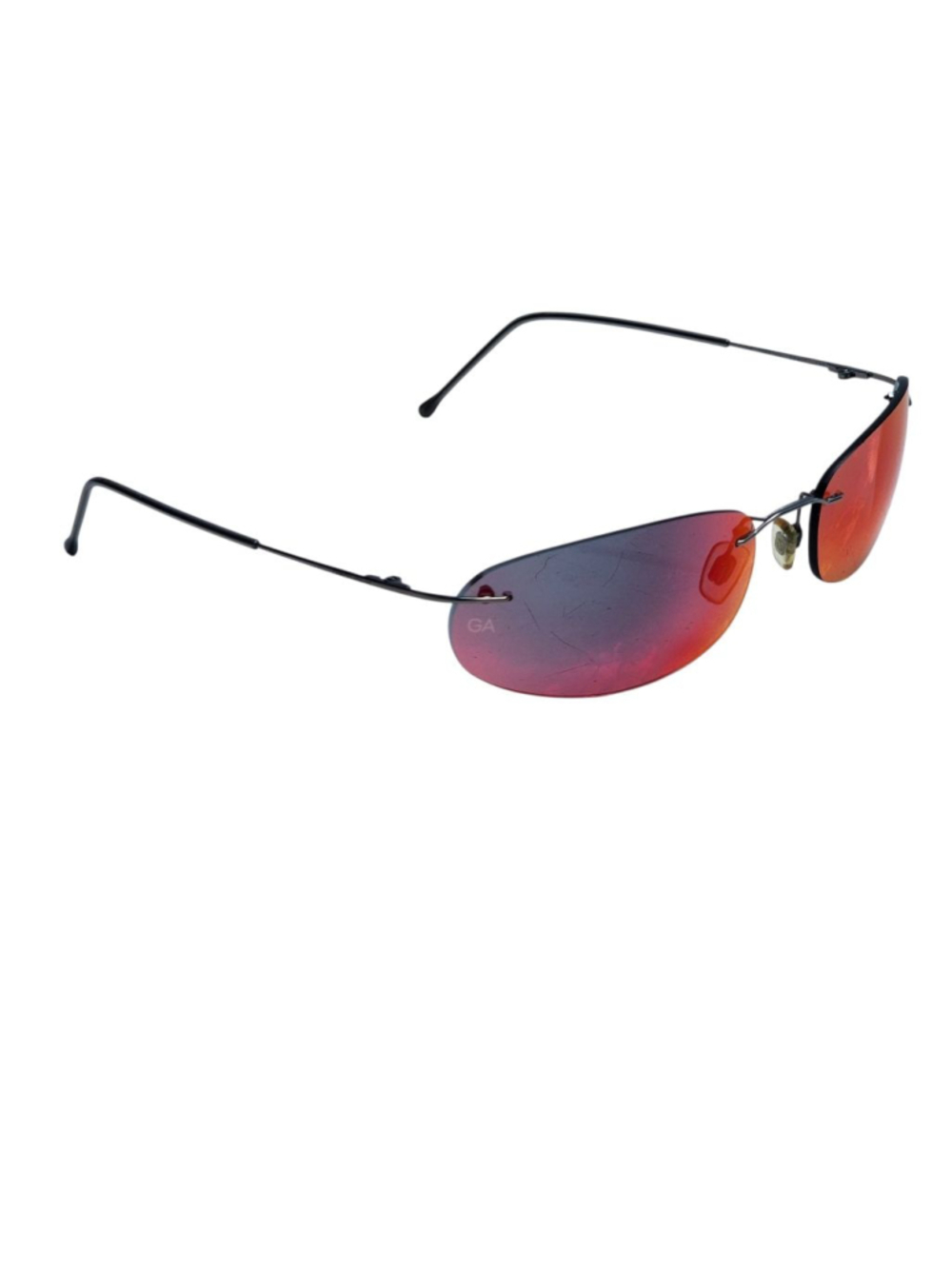 GIORGIO ARMANI Vintage RARE Red & Purple Rimless‎ Oval Mirrored Sunglasses 58 mm